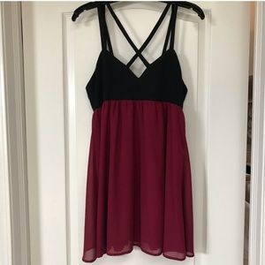 Tobi Black & Maroon Dress— Worn once!
